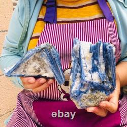 2 pièces 1960g Rare Cristal Bleu Kyanite Naturel Brut Spécimen Minéral 1917