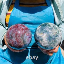 2 pièces 2550g Boule de Quartz Cristal Agate Aquatique Naturelle Guérison 2087