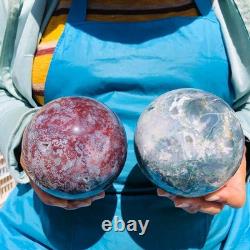 2 pièces 2550g Boule de Quartz Cristal Agate Aquatique Naturelle Guérison 2087