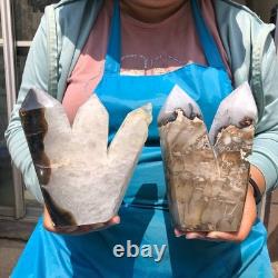 2 pièces 2880g Agate volcanique naturelle spécimens de piliers pointus multiples 2227