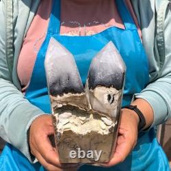 2 pièces 2880g Agate volcanique naturelle spécimens de piliers pointus multiples 2227