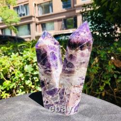 2piec4.59LB Cristal de quartz améthyste naturel rêveur colonnes multiples pointues 1162