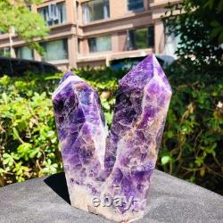2piec4.59LB Cristal de quartz améthyste naturel rêveur colonnes multiples pointues 1162