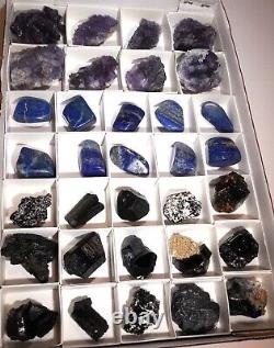 33 Pièces Black Tourmaline Schorl Erongo Lapis Lazuli Tumbles Violet Fluorite