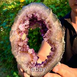 3.19lb Magnifique Grande Et Épaisse Pièce De Trou Améthyste Naturel F482