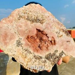 3.2lb Améthyste naturelle rose Géode de cristal de quartz Morceau taillé à la main Spécimen de guérison