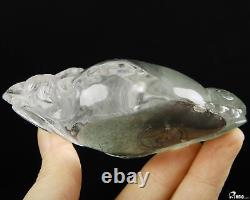 3.5 Pierre de quartz fantôme en cristal de roche sculptée avec poignée de dragon, guérison