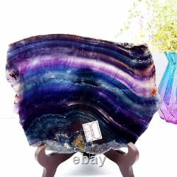 3.74lb Natural Rainbow Fluorite Crystal Slab Quartz Piece Healing Specimen Décor