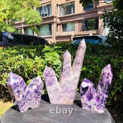 3 Pièces 2520g Cristal Violet Rêveur Naturel Multi-Pointe Pilliers de Guérison 1168