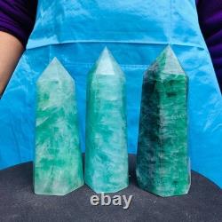 3 pièces 2470G Pilliers en Fluorite Verte Naturelle Minéraux Spécimens 2725
