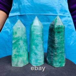 3 pièces 2470G Pilliers en Fluorite Verte Naturelle Minéraux Spécimens 2725