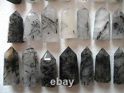 45 Pièces Rare Natural Black Tourmaline Quartz Point De Cristal Guérison