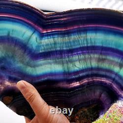 4.62lb Natural Rainbow Fluorite Crystal Slab Quartz Piece Healing Specimen Stone