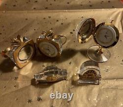 4 Miniatures de cristaux Swarovski incluant des horloges secrètes