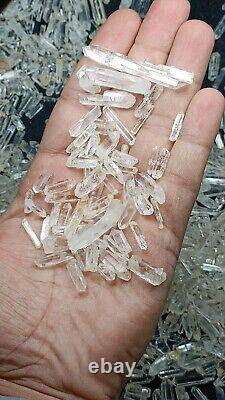 590g Petits cristaux de quartz avec belle brillance, idéal pour les bijoux. Lot de 300+ pièces.