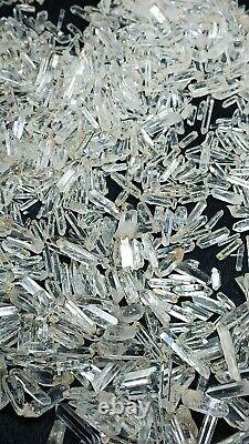 590g Petits cristaux de quartz avec une belle brillance, idéaux pour les bijoux. Lot de plus de 300 pièces.