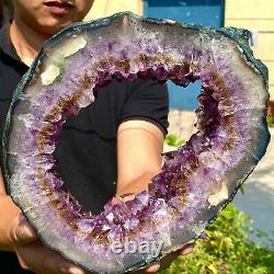 5.85lb Magnifique Pièce De Trou Améthyste Naturel Grande Et Épaisse F488