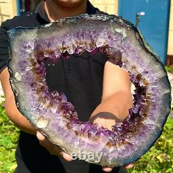 5.85lb Magnifique Pièce De Trou Améthyste Naturel Grande Et Épaisse F488