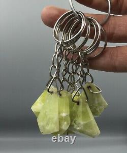 7 Pièces de porte-clés en cristal de jade Pierre précieuse naturelle d'origine d'Afghanistan