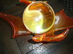 Authentique Boule De Cristal Avec Dragon Fire Glow Dragon Spirit. Grand Morceau Transparent