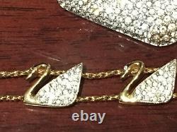 Authentique Swarovski Crystal Vintage Signé Swan Signature 3 Pièce Set Pin Bracel
