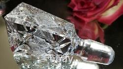 Beautiful Antique Cristal Cut Verre Rectangle Decanter Cut Aux Pieces