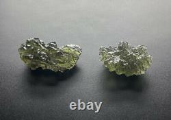 Besednice Moldavite 2 Pièces Lot De Petits Cristaux 7,74gr/38.7ct Tektites