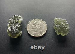 Besednice Moldavite 2 Pièces Lot De Petits Cristaux 7,74gr/38.7ct Tektites