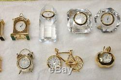 Brass Miniature Collection Horloges Et Cristal Au Plomb Lot De 12 Pièces Bateau Libre