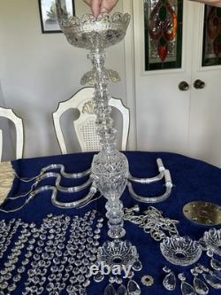 Chandelier en verre cristal - Pièces pour reconstruction 5 bras + lot de pièces