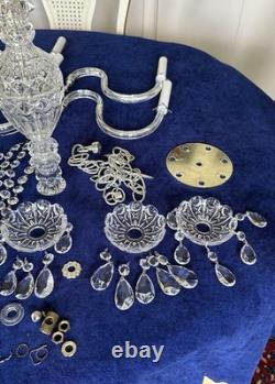Chandelier en verre cristal - Pièces pour reconstruction 5 bras + lot de pièces