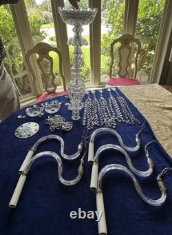 Chandelier en verre cristal - Pièces pour reconstruction 5 bras + lot de pièces