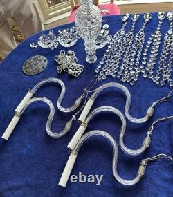 Chandelier en verre cristal - Pièces pour reconstruction 5 bras + lot de pièces