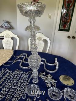 Chandelier en verre cristal - Pièces pour reconstruction 5 bras + lot de pièces
