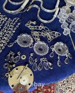 Chandelier en verre cristal - Pièces pour reconstruction 5 bras + lot de pièces