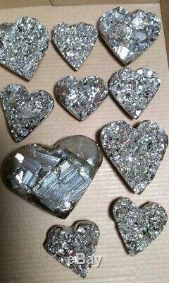 Coeur Drusy Geode Haute Pyrite Qualité 10 Pièces Minéraux Geode Cardiaque Pérou Pyrite