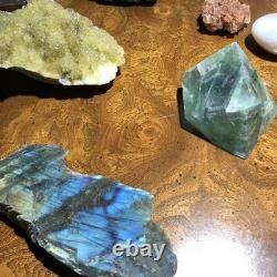 Collection de Cristaux : Apatite, Quartz, Fluorite, Labradorite, Plus de 15 Pièces