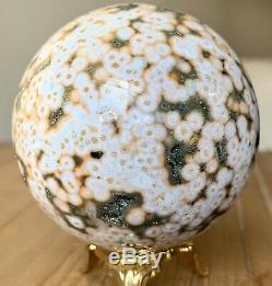 Collectionneurs 61mm Piece Ocean Jasper Sphère Avec Druzy Et Des Centaines De Orbes
