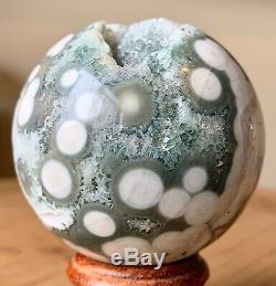 Collectionneurs Piece 57mm 8.7oz Naturel Geode Océan Jasper Cristal Sphère Boule