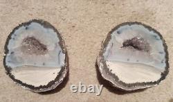 Couper & Poli Mexique Cristal Geode Specimens 3lbs, 2 Pièces, Les Deux Côtés De La Géod