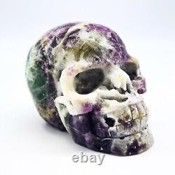 Crâne en fluorite arc-en-ciel iridescente - Pièce unique en cristal