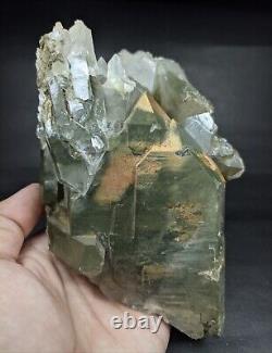 Cristal de quartz inclus de chlorite, formation intéressante, pièce de cabinet. 1180 grm