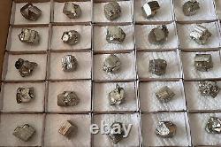Échantillons minéraux bulgares Lot de 36 pièces de pyrite 21-25mm