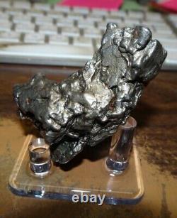 Énorme 148 Gm Campo Del Cielo Meteorite Crystal! Piece Grande Grande Taille Avec Support