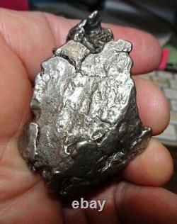 Énorme 148 Gm Campo Del Cielo Meteorite Crystal! Piece Grande Grande Taille Avec Support