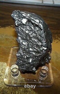 Énorme 169 Gm Campo Del Cielo Meteorite Crystal! Grande Grande Taille De Morceau Avec Le Stand