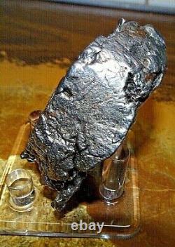 Énorme 169 Gm Campo Del Cielo Meteorite Crystal! Grande Grande Taille De Morceau Avec Le Stand
