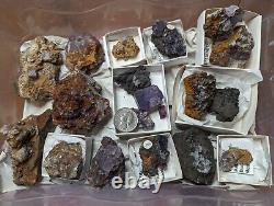 Fluorite violette plate, vente en gros de 18 pièces, réactif aux UV, Ojuela, Mexique