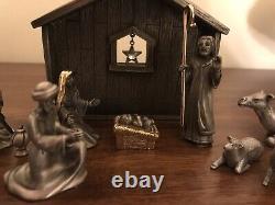 Fort Pewter & 22k Gold Nativity 12 Piece Set Withcrystal Star Rare Find Pre-owned