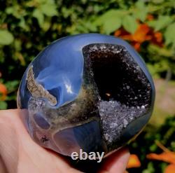 Géode d'améthyste d'Uruguay, belle améthyste noire 1lb 11oz, pièce de collection